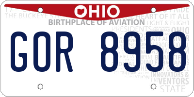 OH license plate GOR8958