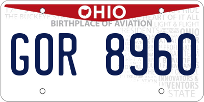 OH license plate GOR8960