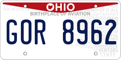 OH license plate GOR8962