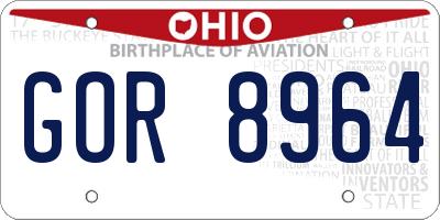 OH license plate GOR8964