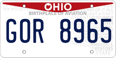 OH license plate GOR8965