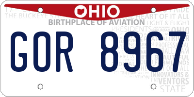 OH license plate GOR8967