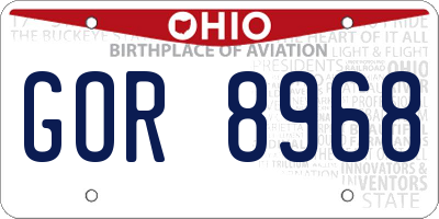 OH license plate GOR8968