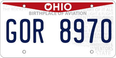 OH license plate GOR8970