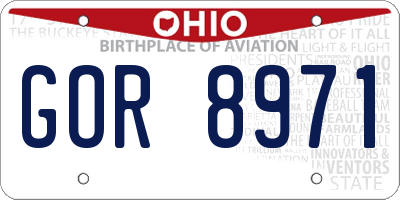 OH license plate GOR8971