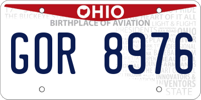 OH license plate GOR8976