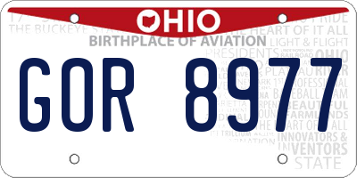 OH license plate GOR8977