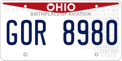 OH license plate GOR8980