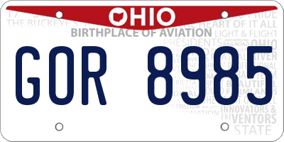 OH license plate GOR8985