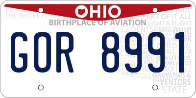 OH license plate GOR8991