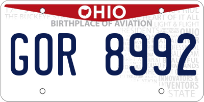 OH license plate GOR8992