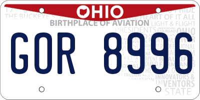 OH license plate GOR8996
