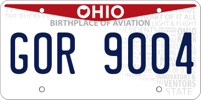 OH license plate GOR9004