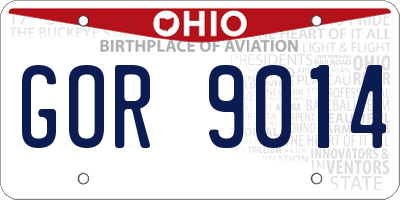 OH license plate GOR9014