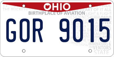OH license plate GOR9015