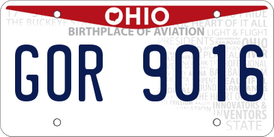 OH license plate GOR9016