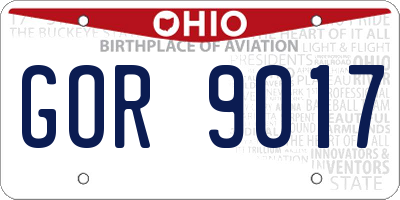 OH license plate GOR9017
