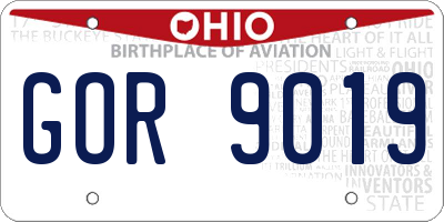 OH license plate GOR9019