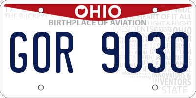 OH license plate GOR9030