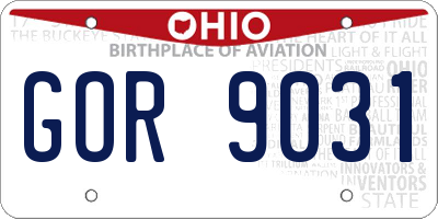 OH license plate GOR9031