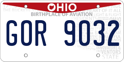 OH license plate GOR9032