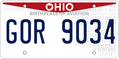 OH license plate GOR9034