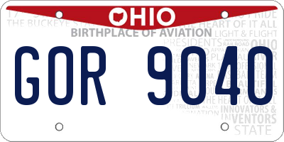 OH license plate GOR9040