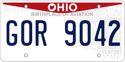 OH license plate GOR9042