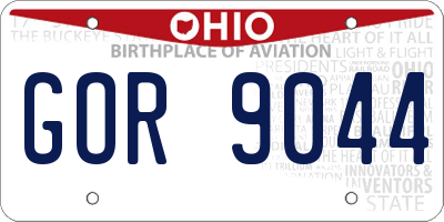 OH license plate GOR9044