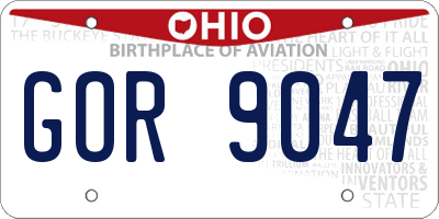 OH license plate GOR9047