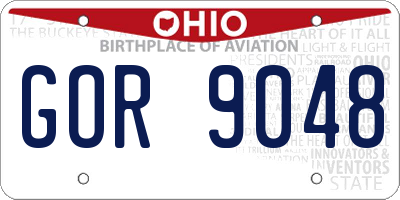 OH license plate GOR9048