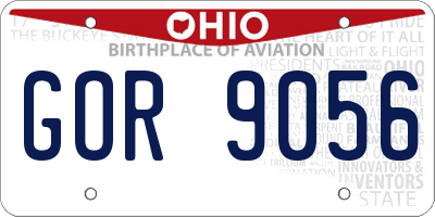 OH license plate GOR9056