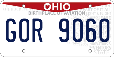 OH license plate GOR9060