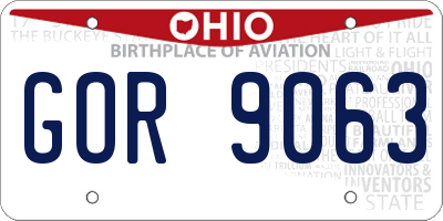 OH license plate GOR9063