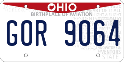 OH license plate GOR9064