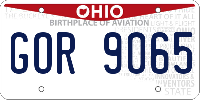 OH license plate GOR9065
