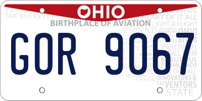 OH license plate GOR9067