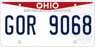 OH license plate GOR9068