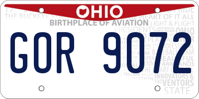 OH license plate GOR9072
