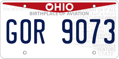 OH license plate GOR9073
