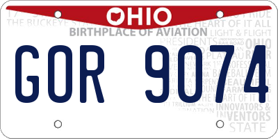 OH license plate GOR9074