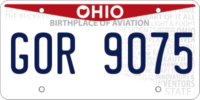 OH license plate GOR9075