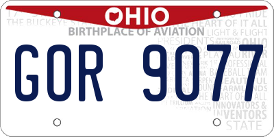 OH license plate GOR9077
