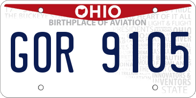 OH license plate GOR9105