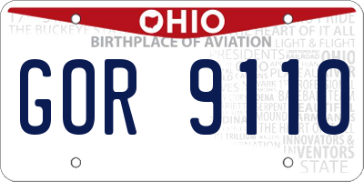 OH license plate GOR9110