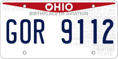OH license plate GOR9112