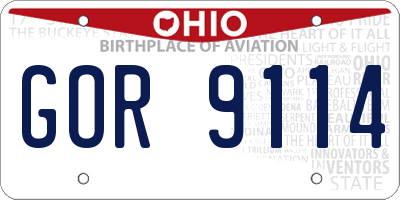 OH license plate GOR9114