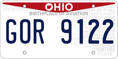 OH license plate GOR9122