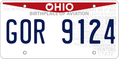 OH license plate GOR9124