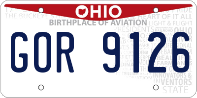 OH license plate GOR9126